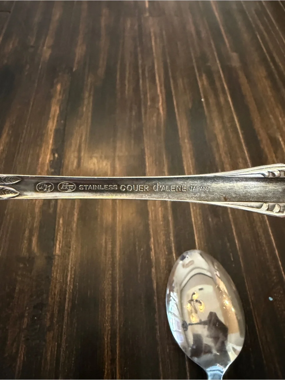 Vintage Coeur d’Alene Japan Stainless Floral Serving Spoon & Slotted Spoon Set 2